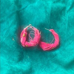 Chic Pink Fabric Hoop Earrings